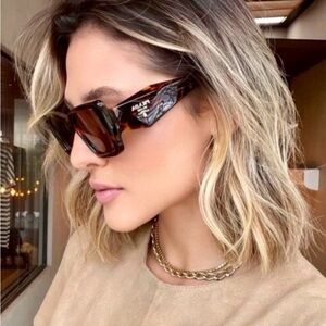 PRADA Sunglasses Honey Havana Tortoise Large Geometric Symbole Acetate PR 08YS